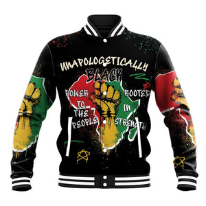 African Black Power Baseball Jacket Unapologetically Black Raised Fist