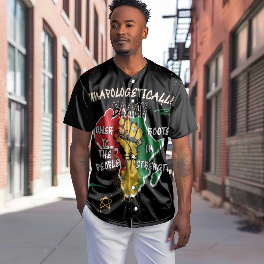 African Black Power Baseball Jersey Unapologetically Black Raised Fist