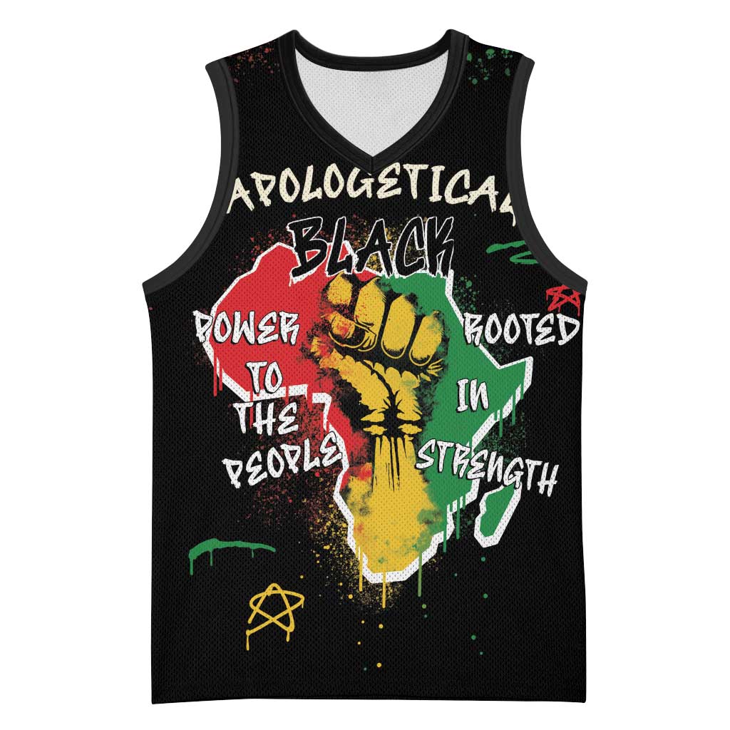African Black Power Basketball Jersey Unapologetically Black Raised Fist - African Pride