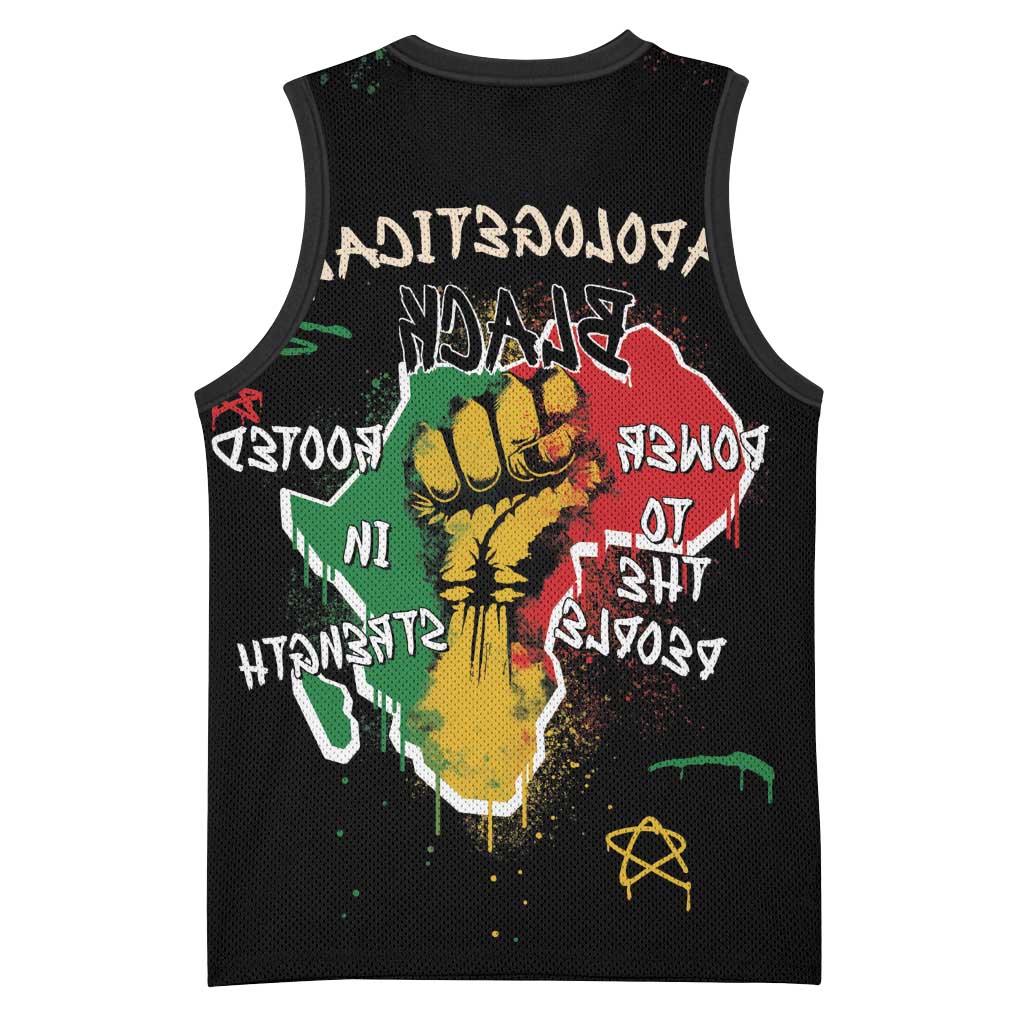 African Black Power Basketball Jersey Unapologetically Black Raised Fist - African Pride