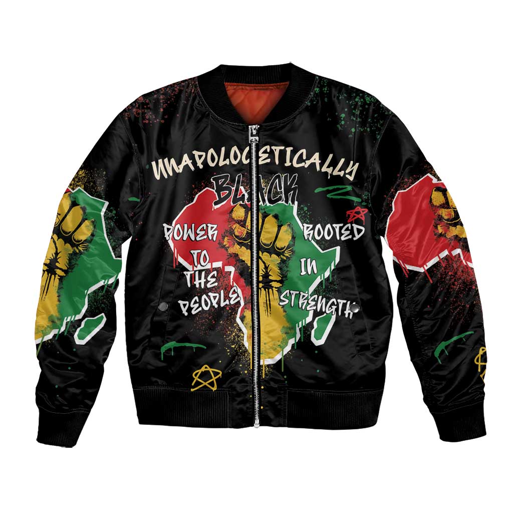 African Black Power Bomber Jacket Unapologetically Black Raised Fist