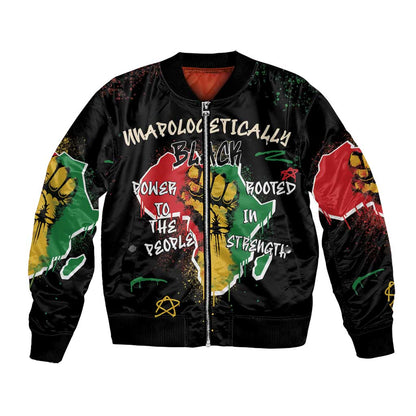 African Black Power Bomber Jacket Unapologetically Black Raised Fist