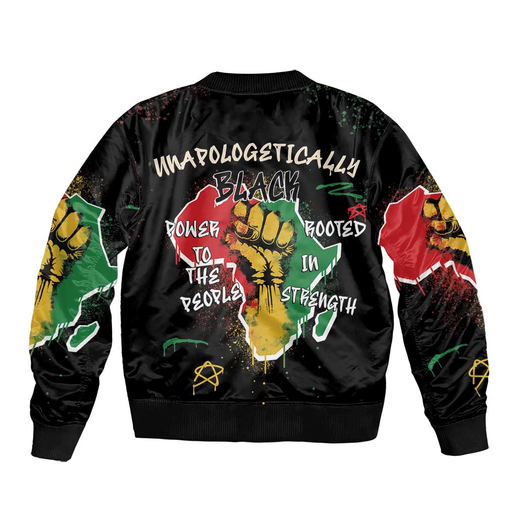 African Black Power Bomber Jacket Unapologetically Black Raised Fist