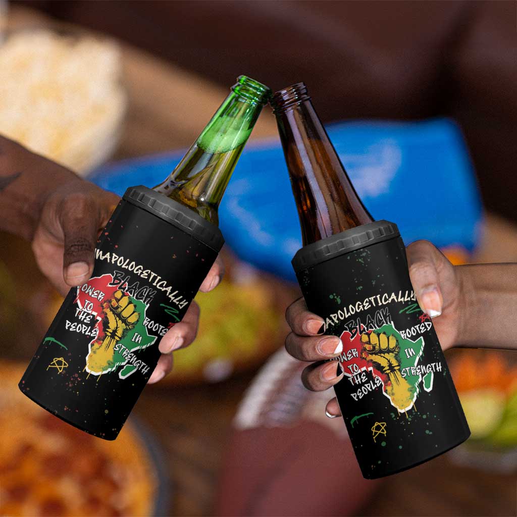 African Black Power 4 in 1 Can Cooler Tumbler Unapologetically Black Raised Fist