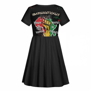 African Black Power Kid Short Sleeve Dress Unapologetically Black Raised Fist