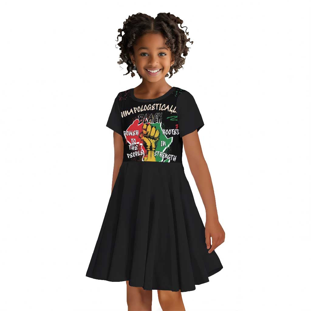African Black Power Kid Short Sleeve Dress Unapologetically Black Raised Fist