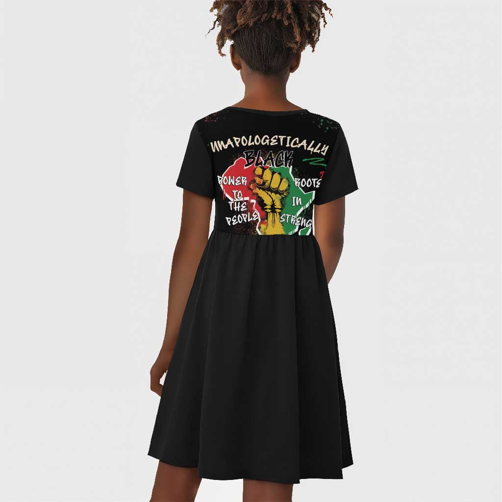 African Black Power Kid Short Sleeve Dress Unapologetically Black Raised Fist