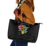 African Black Power Leather Tote Bag Unapologetically Black Raised Fist