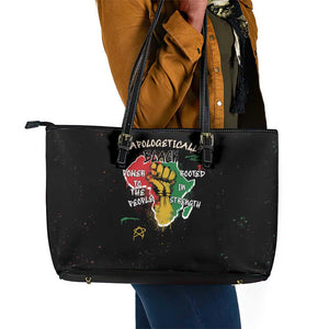 African Black Power Leather Tote Bag Unapologetically Black Raised Fist