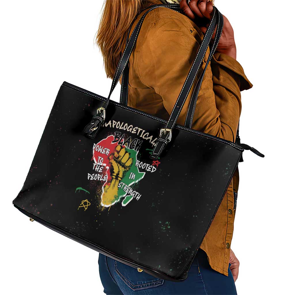 African Black Power Leather Tote Bag Unapologetically Black Raised Fist