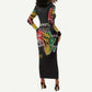 African Black Power Long Sleeve Bodycon Dress Unapologetically Black Raised Fist DT03