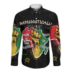 African Black Power Long Sleeve Button Shirt Unapologetically Black Raised Fist