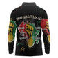 African Black Power Long Sleeve Polo Shirt Unapologetically Black Raised Fist