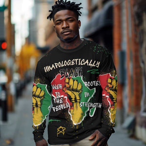 African Black Power Long Sleeve Shirt Unapologetically Black Raised Fist