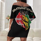 African Black Power Off Shoulder Short Dress Unapologetically Black Raised Fist