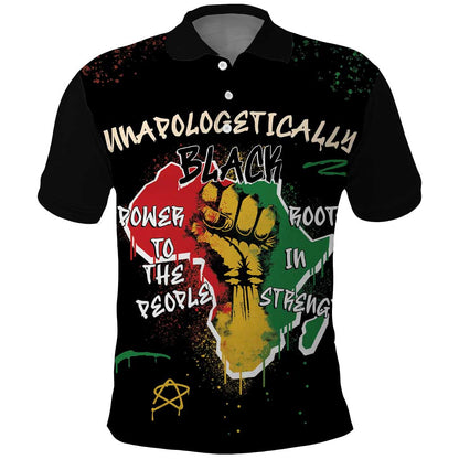 African Black Power Polo Shirt Unapologetically Black Raised Fist