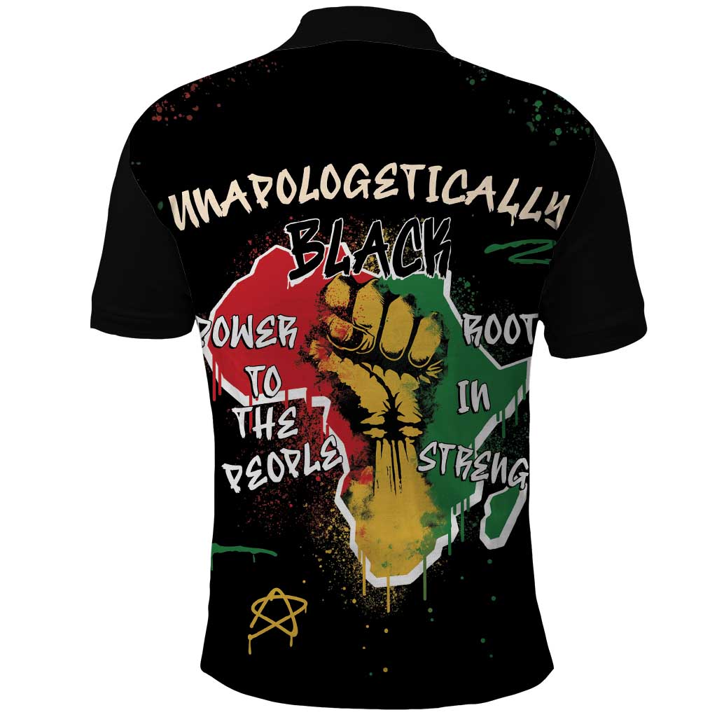 African Black Power Polo Shirt Unapologetically Black Raised Fist