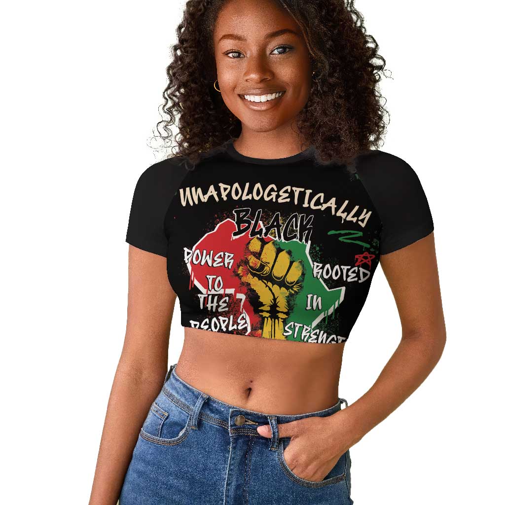 African Black Power Raglan Cropped T shirt Unapologetically Black Raised Fist