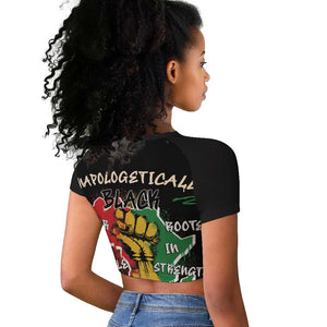 African Black Power Raglan Cropped T shirt Unapologetically Black Raised Fist