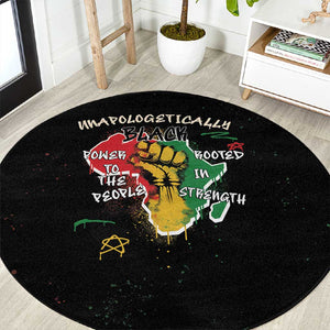 African Black Power Round Carpet Unapologetically Black Raised Fist