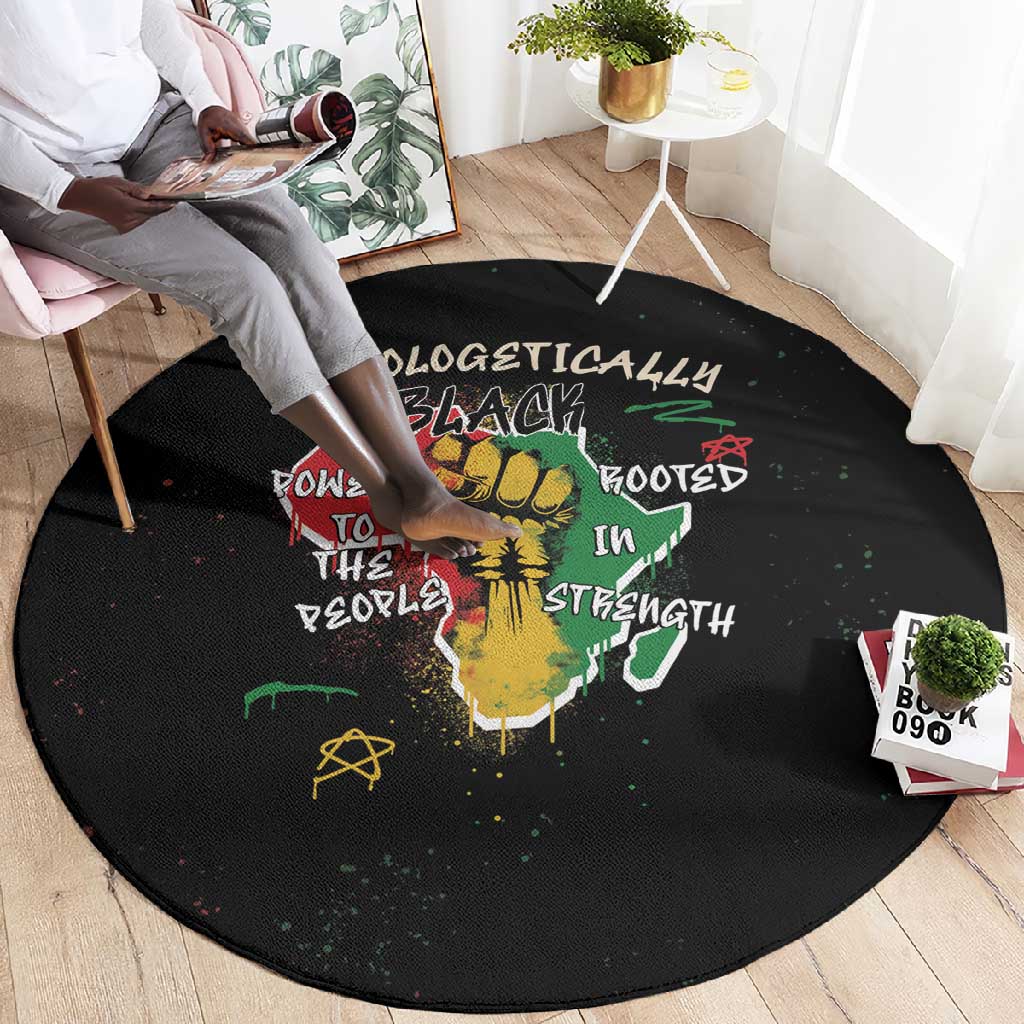 African Black Power Round Carpet Unapologetically Black Raised Fist