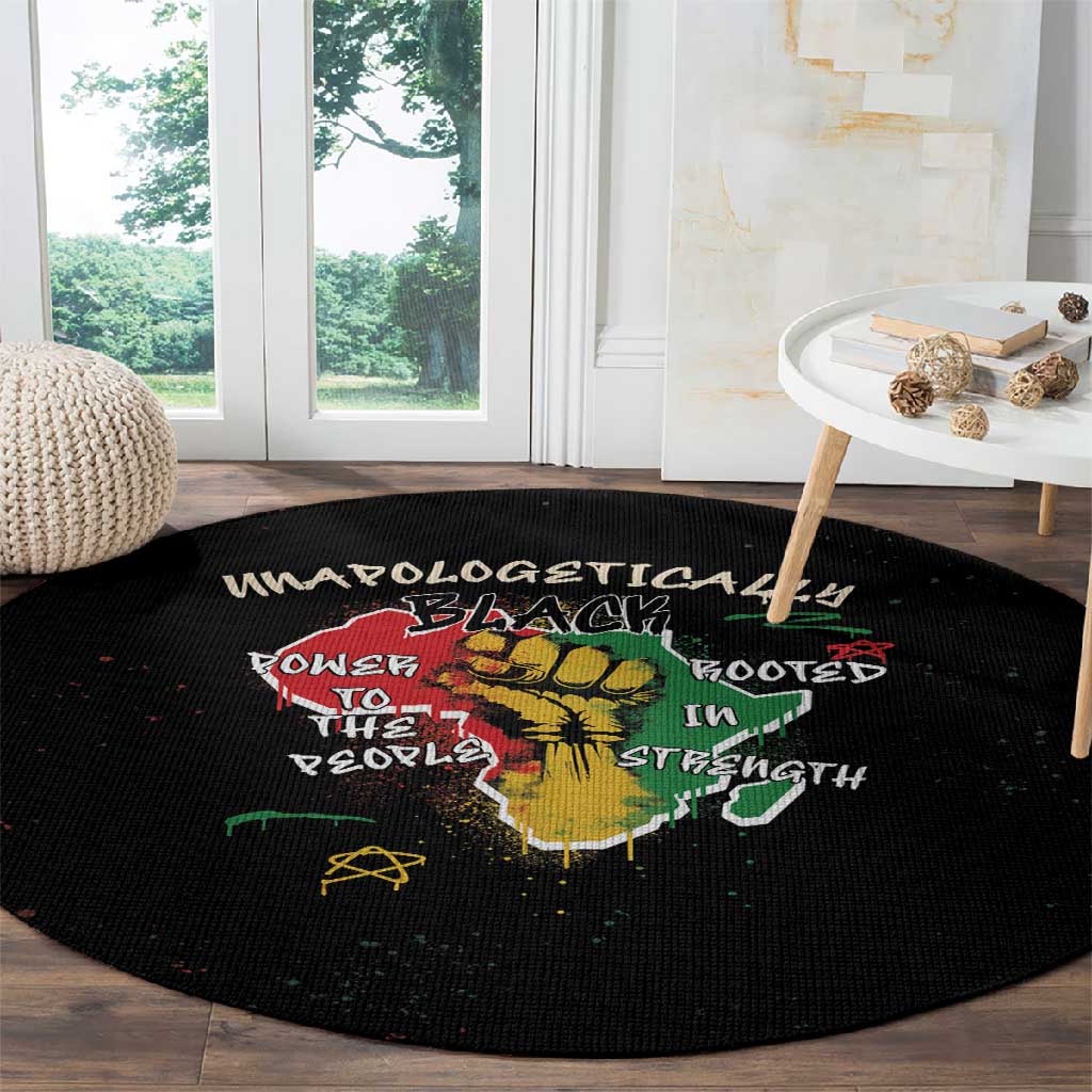 African Black Power Round Carpet Unapologetically Black Raised Fist