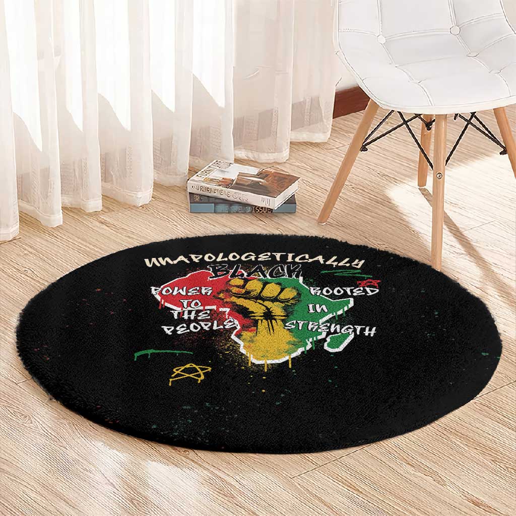 African Black Power Round Carpet Unapologetically Black Raised Fist