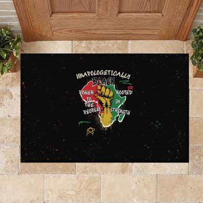 African Black Power Rubber Doormat Unapologetically Black Raised Fist