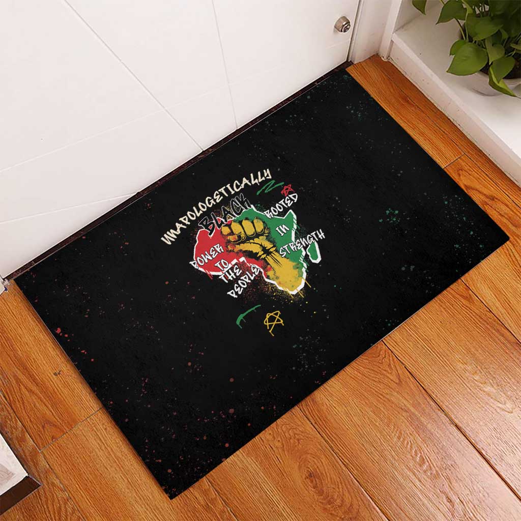 African Black Power Rubber Doormat Unapologetically Black Raised Fist