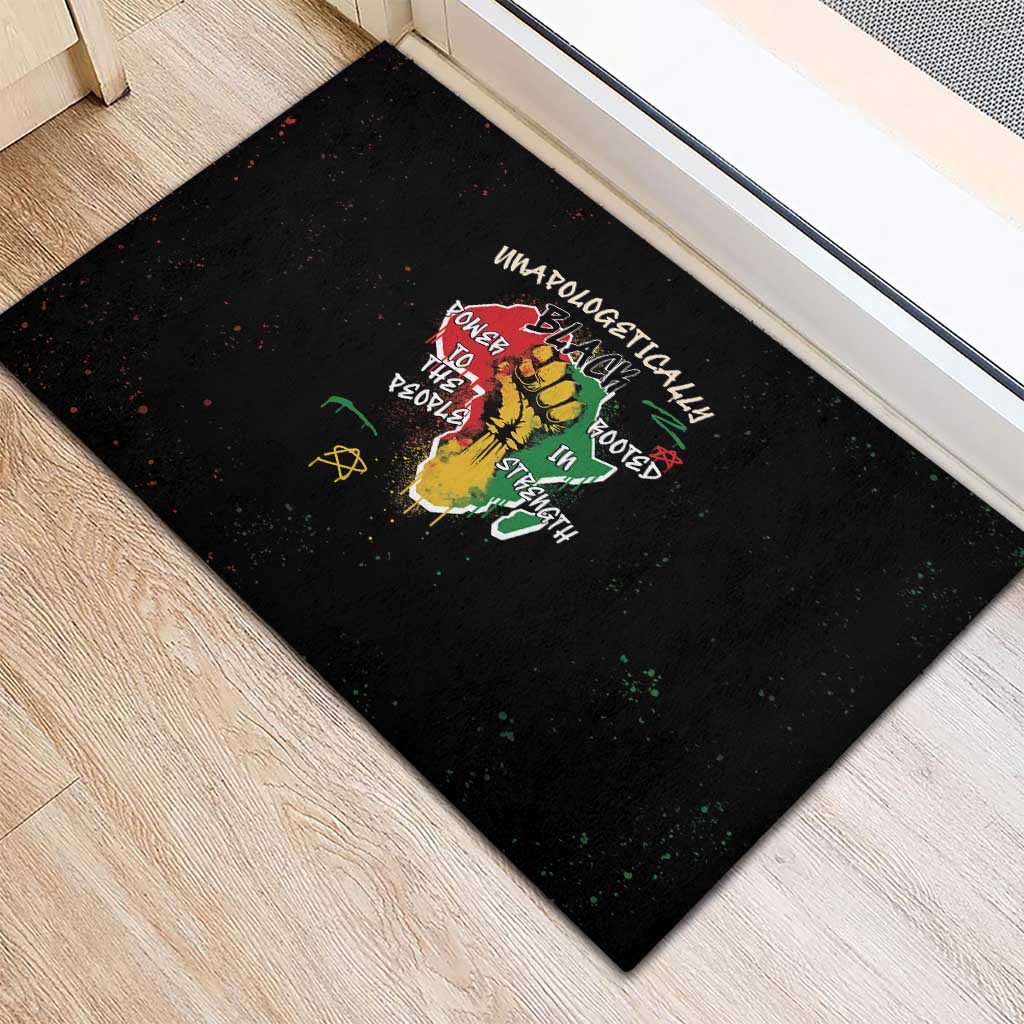 African Black Power Rubber Doormat Unapologetically Black Raised Fist