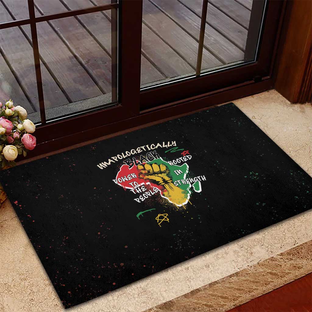 African Black Power Rubber Doormat Unapologetically Black Raised Fist