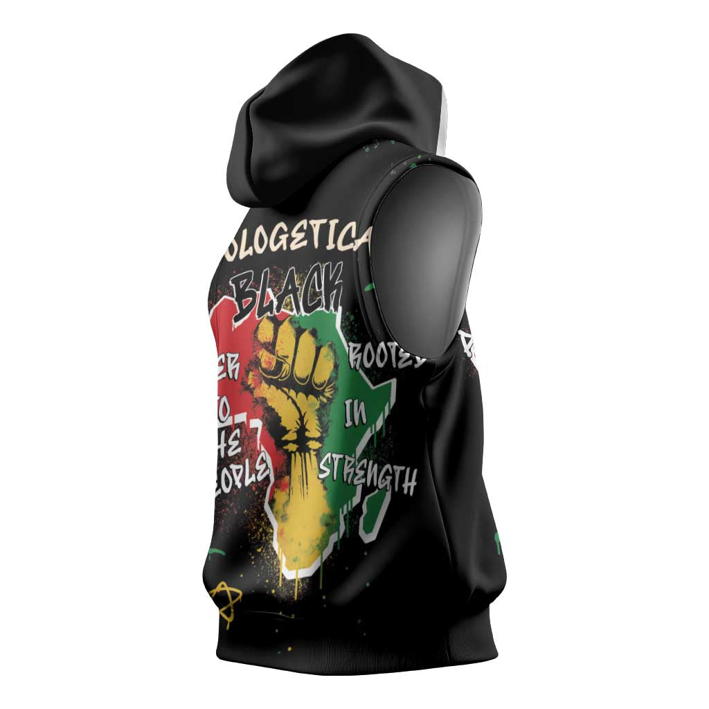 African Black Power Sleeveless Hoodie Unapologetically Black Raised Fist - African Pride