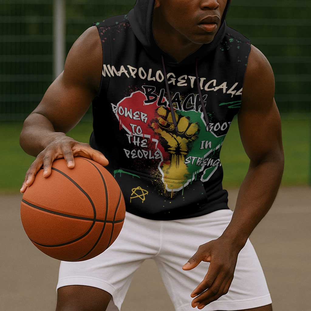 African Black Power Sleeveless Hoodie Unapologetically Black Raised Fist - African Pride