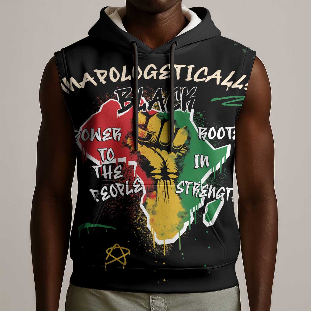 African Black Power Sleeveless Hoodie Unapologetically Black Raised Fist - African Pride