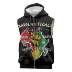 African Black Power Sleeveless Zip Hoodie Unapologetically Black Raised Fist - African Pride