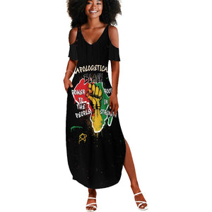 African Black Power Summer Maxi Dress Unapologetically Black Raised Fist