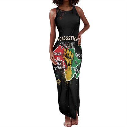 African Black Power Tank Maxi Dress Unapologetically Black Raised Fist