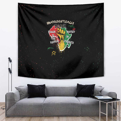 African Black Power Tapestry Unapologetically Black Raised Fist