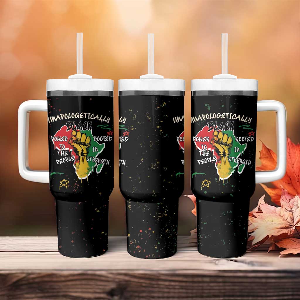 African Black Power Tumbler With Handle Unapologetically Black Raised Fist