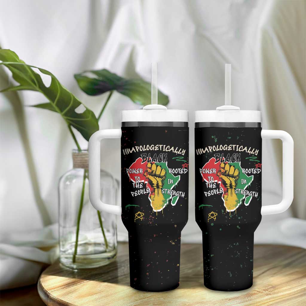 African Black Power Tumbler With Handle Unapologetically Black Raised Fist
