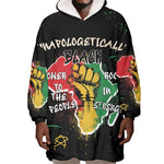 African Black Power Wearable Blanket Hoodie Unapologetically Black Raised Fist