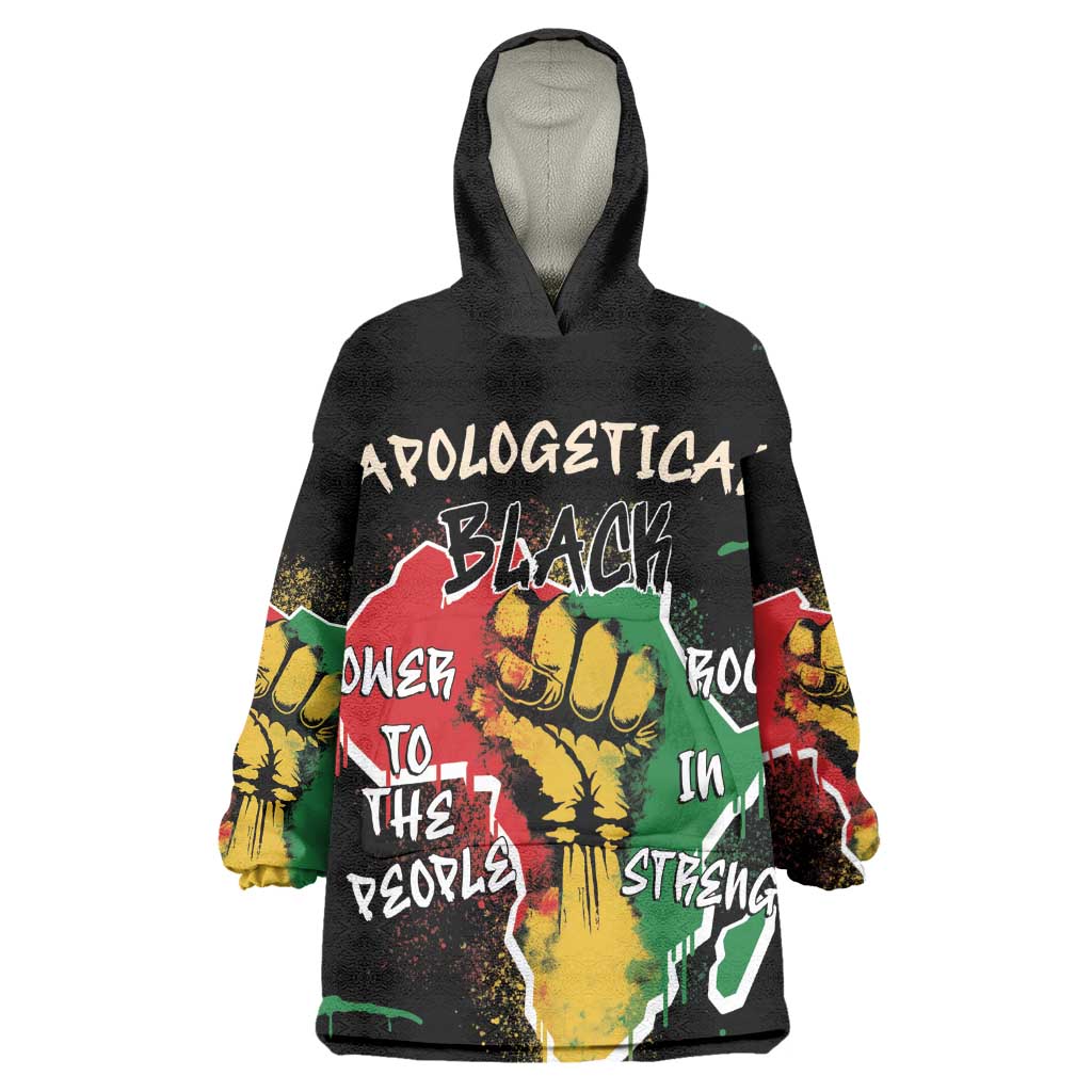 African Black Power Wearable Blanket Hoodie Unapologetically Black Raised Fist