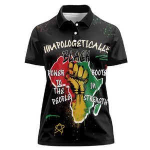 African Black Power Women Polo Shirt Unapologetically Black Raised Fist