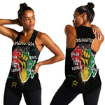 African Black Power Women Racerback Tank Unapologetically Black Raised Fist