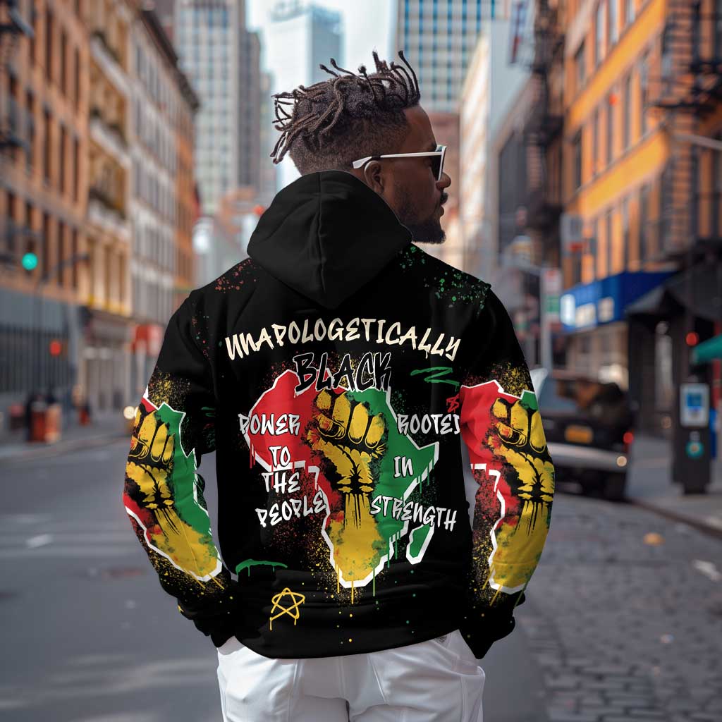 African Black Power Zip Hoodie Unapologetically Black Raised Fist
