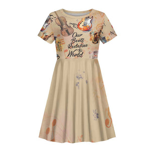 Our Beats Redefine The World African Kid Short Sleeve Dress Afro Music