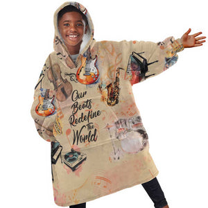 Our Beats Redefine The World African Kid Wearable Blanket Hoodie Afro Music