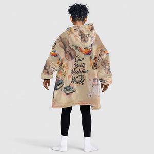 Our Beats Redefine The World African Kid Wearable Blanket Hoodie Afro Music