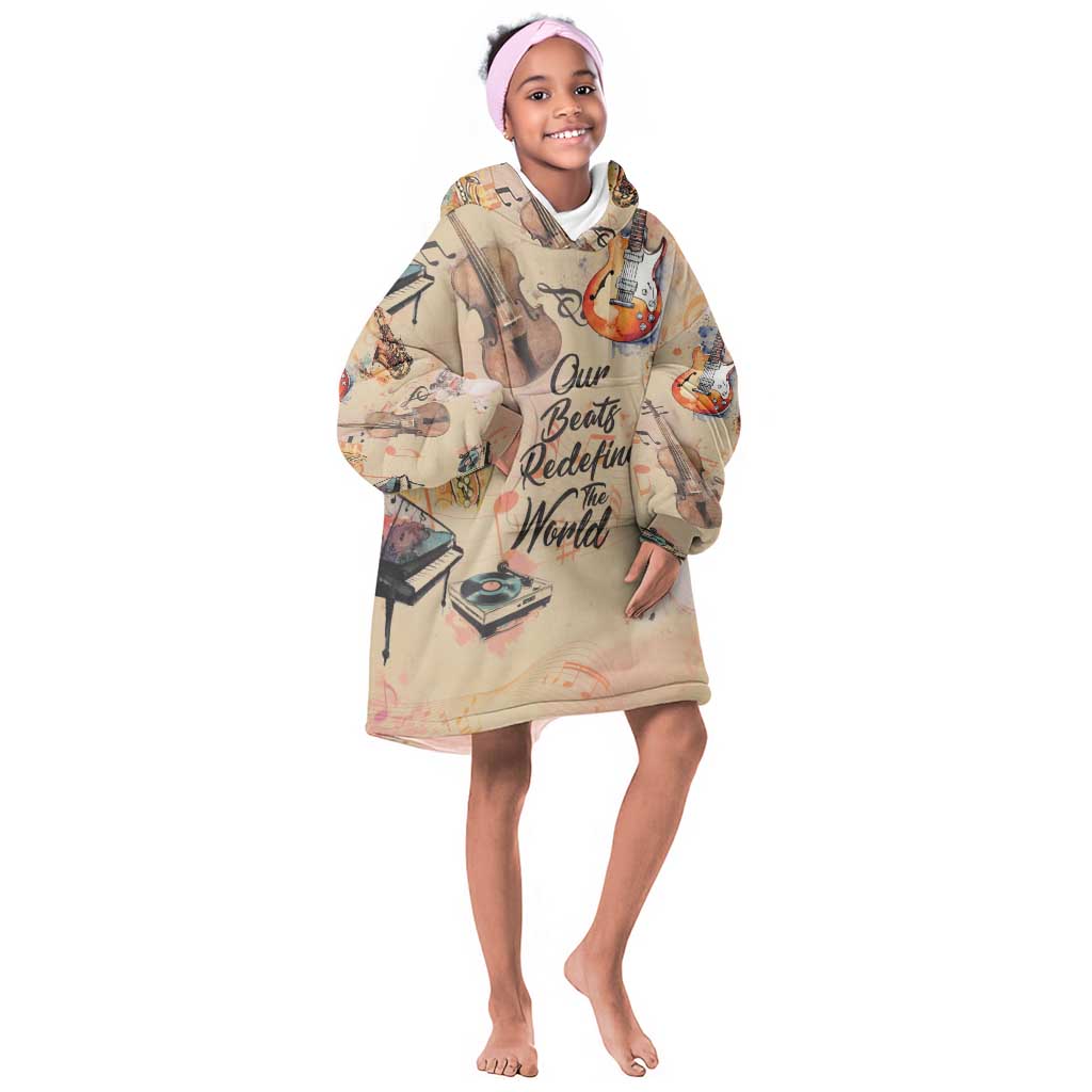 Our Beats Redefine The World African Kid Wearable Blanket Hoodie Afro Music