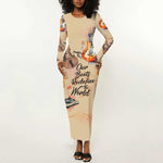 Our Beats Redefine The World African Long Sleeve Bodycon Dress Afro Music DT03